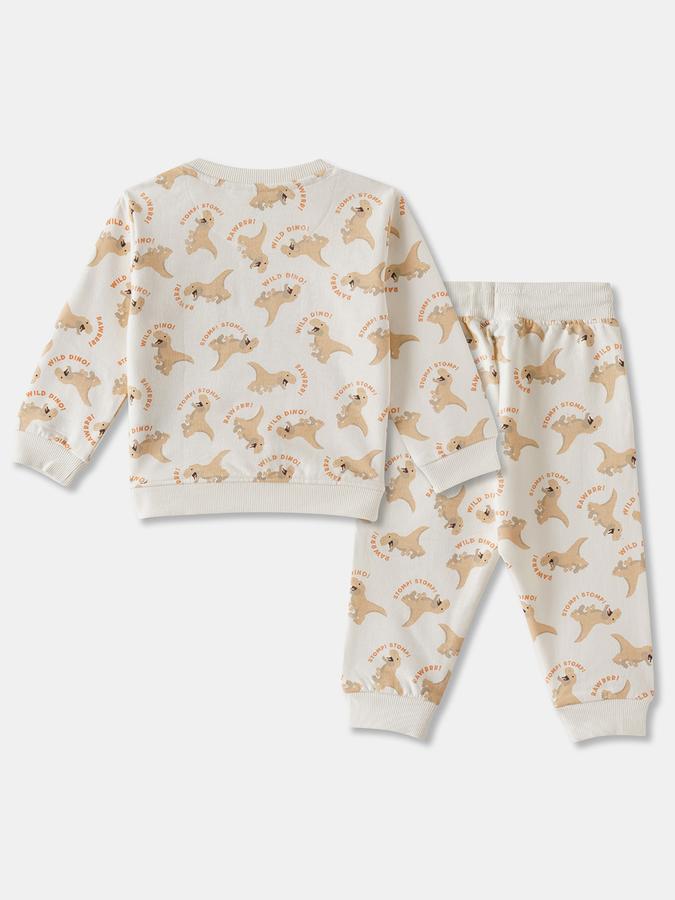 Boys Cotton Applique Sweatshirt And Graphic Trousers Set