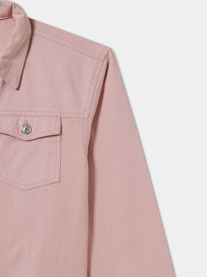 R&B Girls Pink Full Sleeves Solid Shirt Collar Jacket