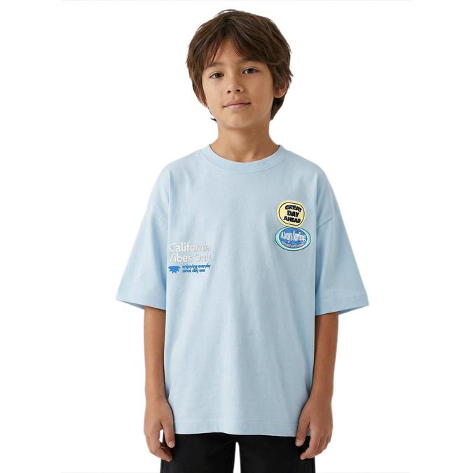 R&B Boy Blue Cotton Printed Round Neck T-Shirt