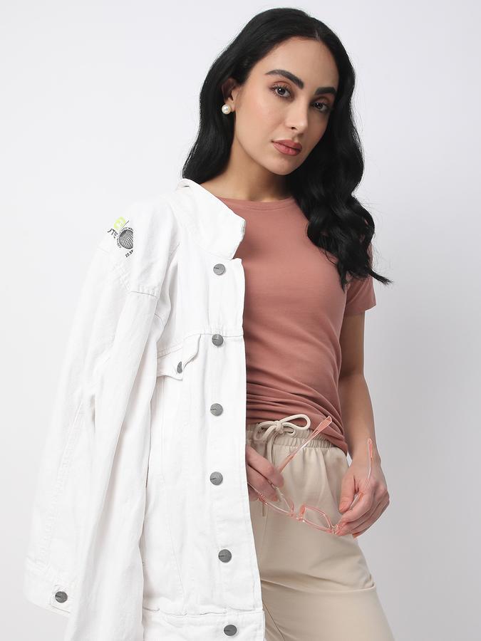 Women Cotton Relaxed Fit Crew Neck Solid T-shirt