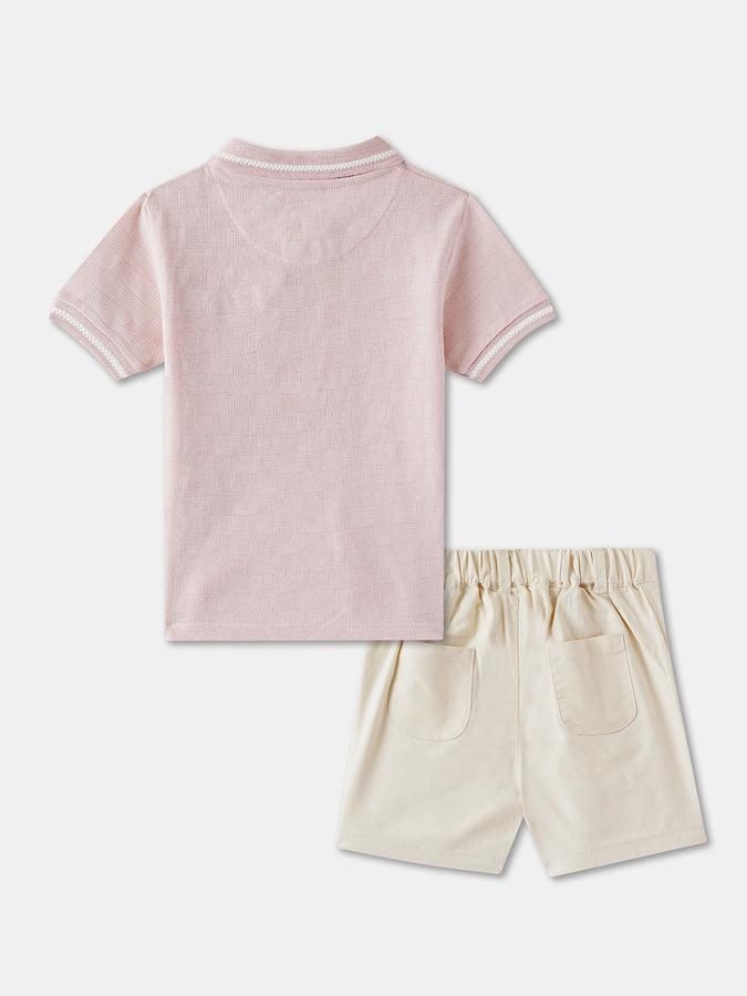 Boys Solid Polo T-shirt with Shorts Fashion Set