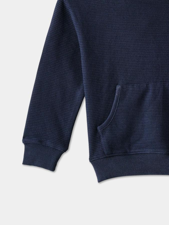Boys Cotton Relaxed Fit Hooded Textured Hoodie
