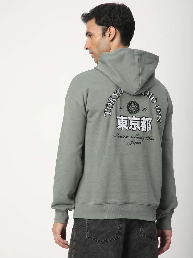 Men Fleece Regular Fit Hooded Graphic Sweatshirt