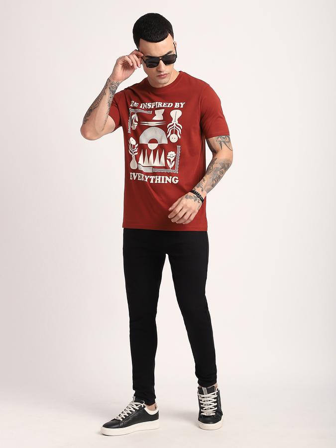 Men Cotton Regular Fit Crew Neck Graphic T-shirt