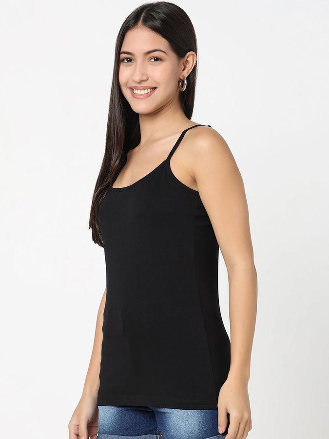 R&B Women Black Solid Shoulder Straps Camisole