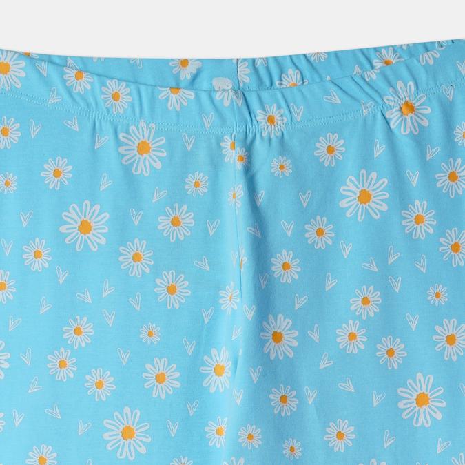 Girls Cotton Blend Skinny Fit Elastic Waist Printed Leggings