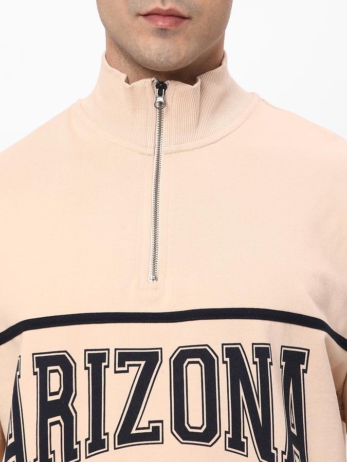 Men Fleece Regular Fit Half Zip Graphic Sweatshirt