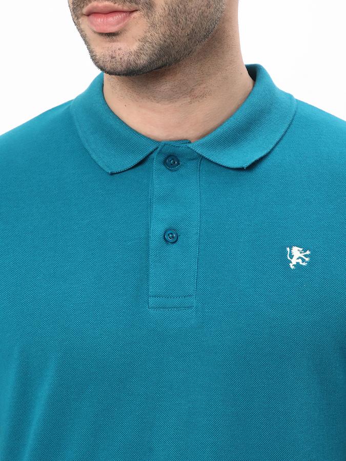 Men Cotton Regular Fit Polo Neck Solid T-shirt