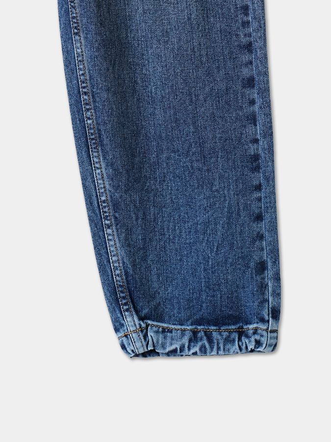 Boys Denim Regular Fit Button Waist Embroidered Jeans