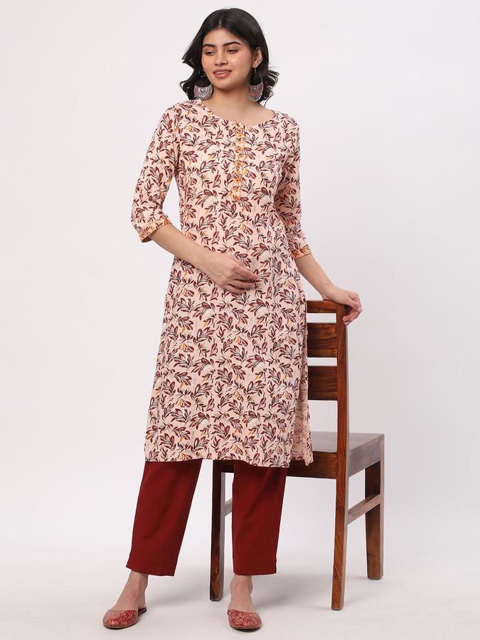 Women Rayon Regular Fit Round Neck Printed Kurta