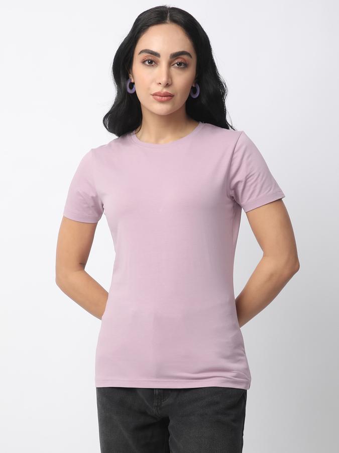 R&B Women Orchid Solid Cropped T-Shirt