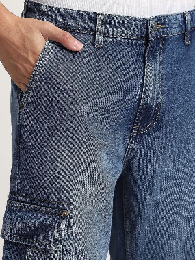 R&B Men Mid Blue Relaxed Fit Mid-Rise Jeans