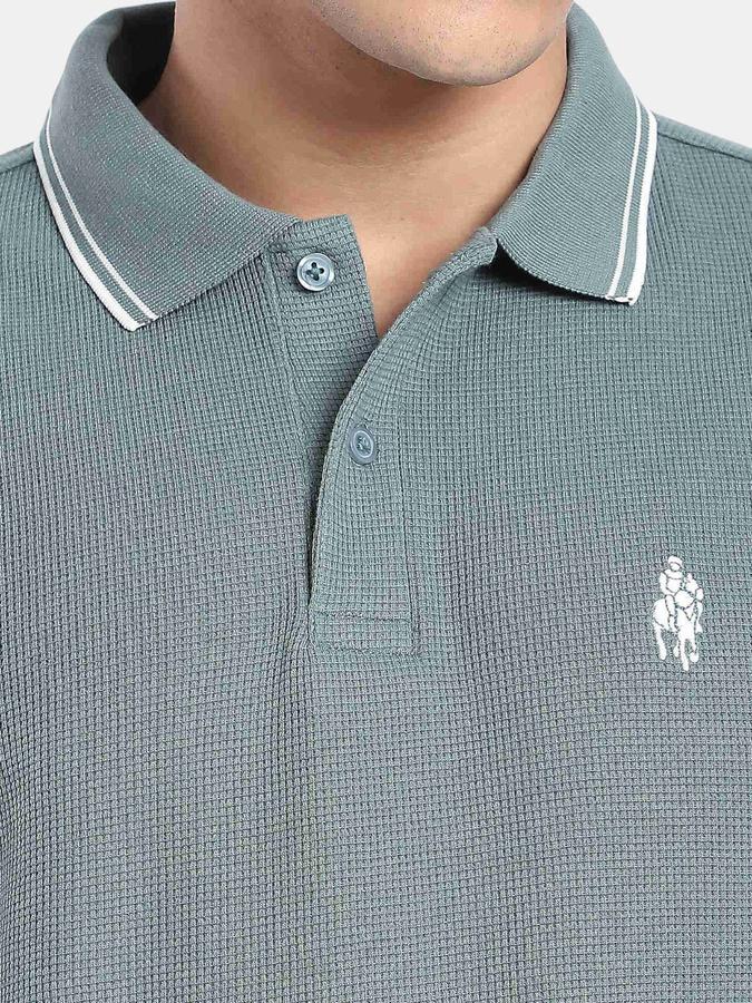 R&B Green Solid Men Short Sleeve Polo T-shirt