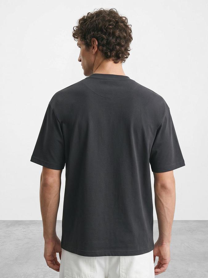 R&B Grey Men Solid Short Sleeves Tshirt