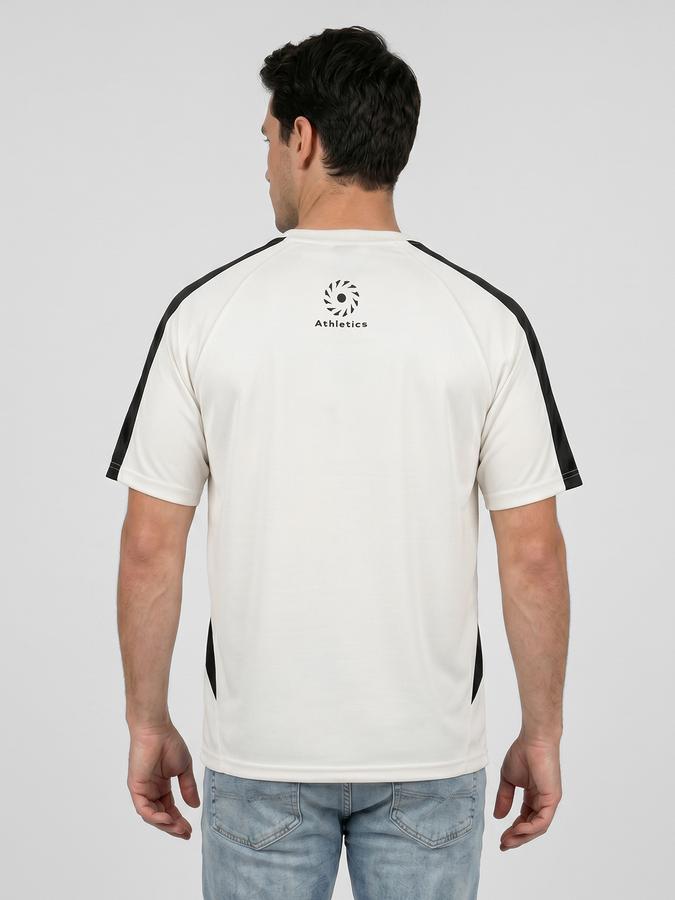R&B White Graphic Print Men Round Neck Relaxed Fit Short Sleeves T-Shirt 