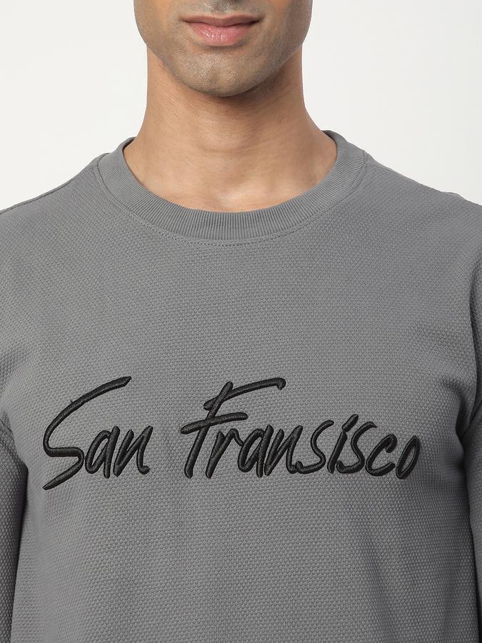 Men Cotton Regular Fit Crew Neck Graphic Sweatshirt