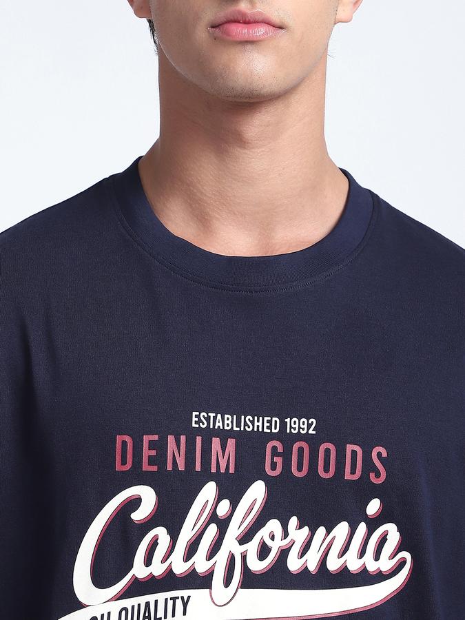 Men Cotton Relaxed Fit Crew Neck Graphic T-shirt