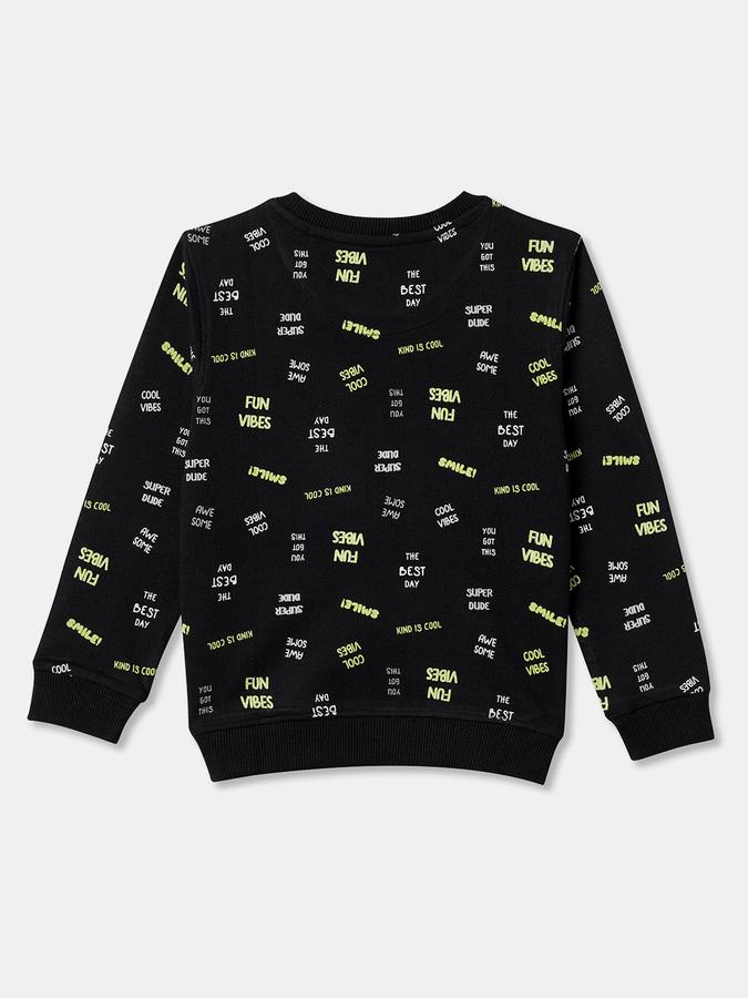 Boys Regular Fit Full Sleeve Crew Neck Text Print SweaT-Shirt
