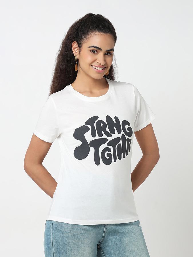 Printed T-Shirt with Crew Neck and Short Sleeves image number 3