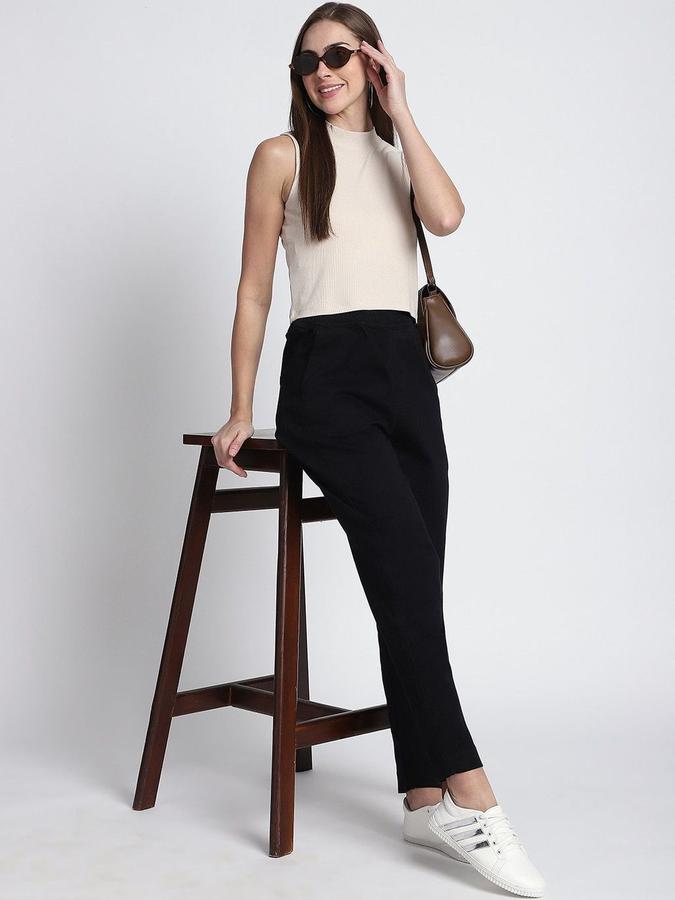 R&B Womens Cream Self Design High Neck Sleeveless Top