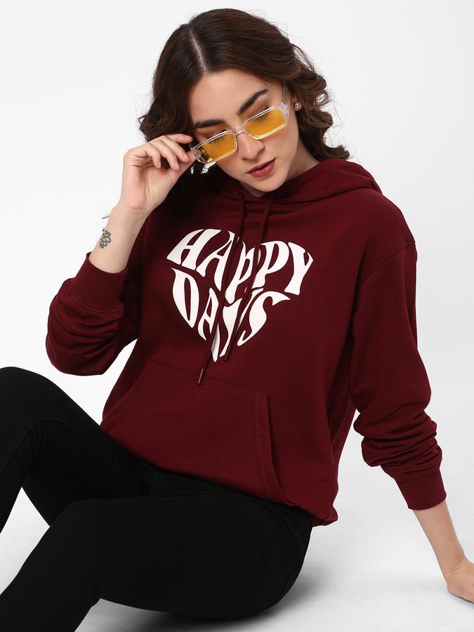 Women Cotton Regular Fit Hooded Graphic Sweatshirt
