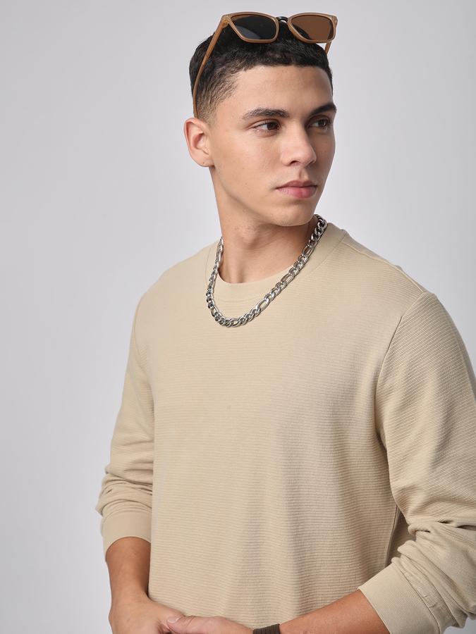 Men Cotton Relaxed Fit Crew Neck Solid Sweatshirt