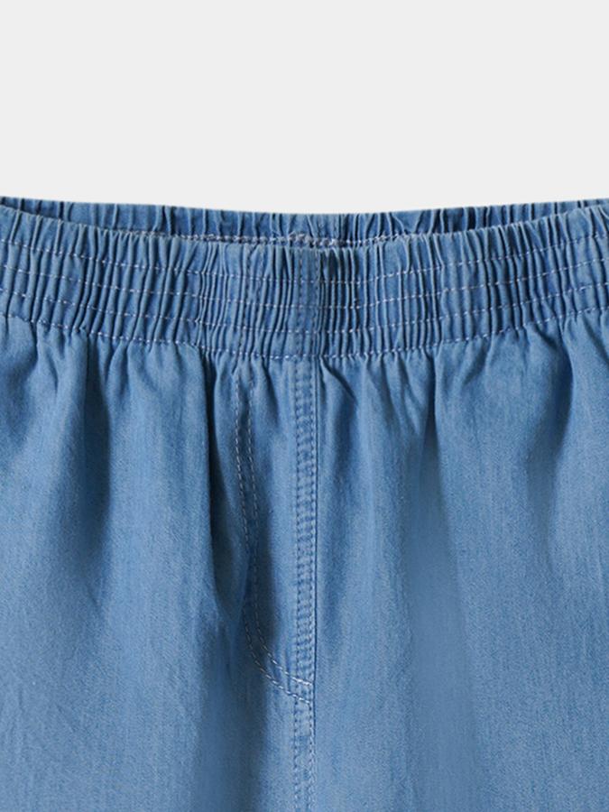 Girls Cotton Regular Fit Elastic Waist Solid Jeans