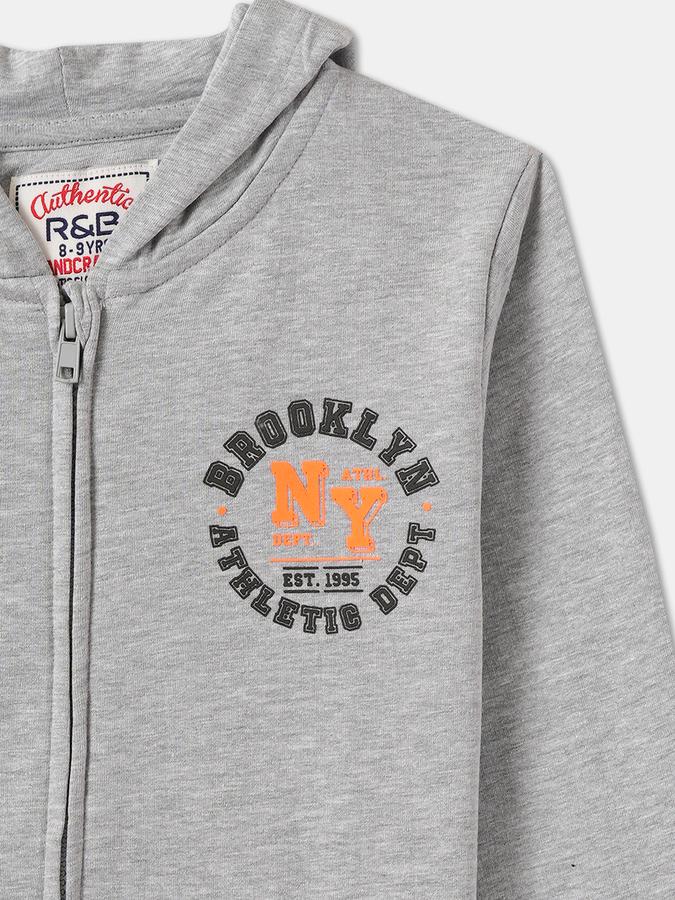 Boys Cotton Hooded Zip Up Graphic Print Jacket