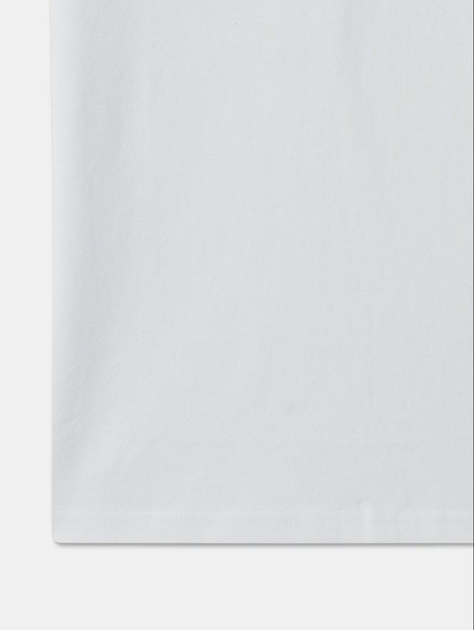 R&B White Cotton Polo Collar Printed Boy T-Shirt