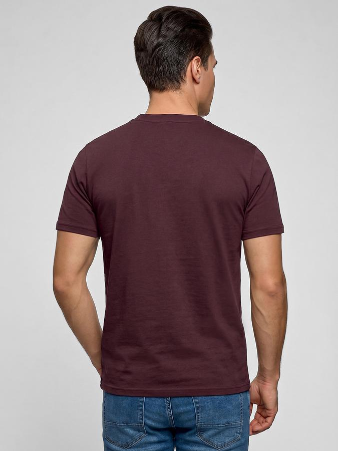 R&B Burgundy Typography Men Round Neck Regular Fit Short Sleeves T-Shirt 
