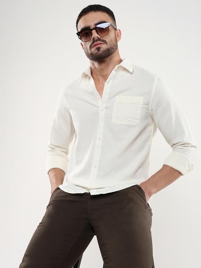 Men Regular Fit Shirt with Patch Pocket