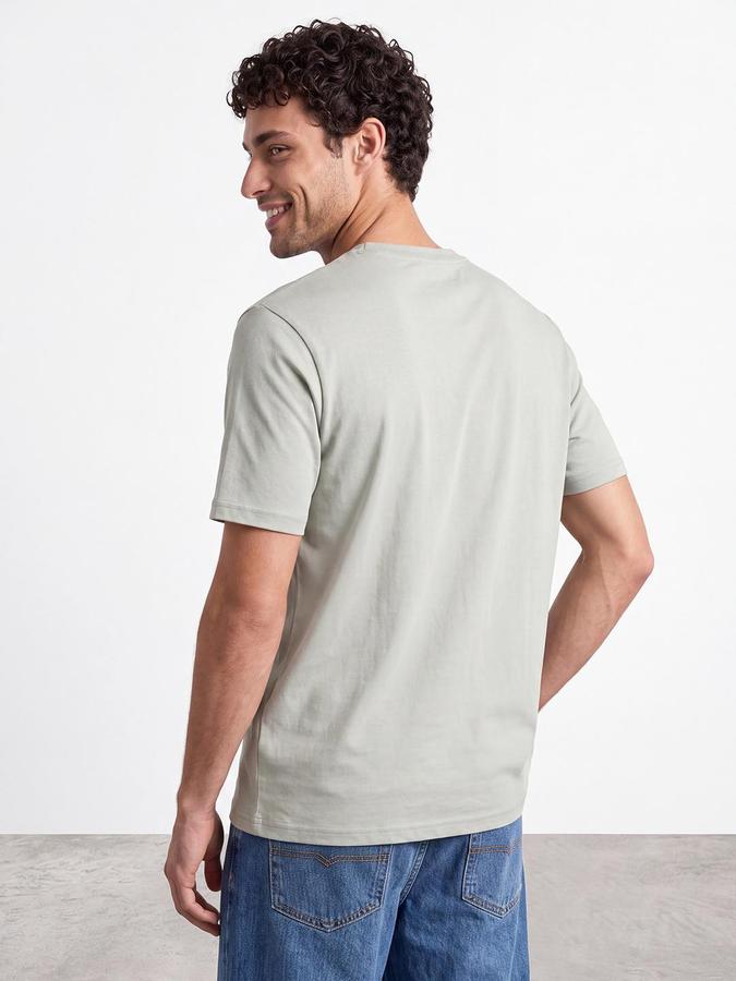 R&B Men Light Green Short Sleeve Round Neck Typography Print T-Shirt