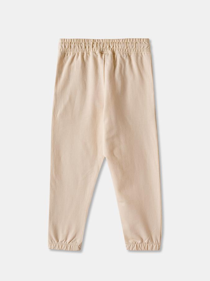 Girls Cotton Regular Fit Drawstring Waist Cuffed Hem Joggers