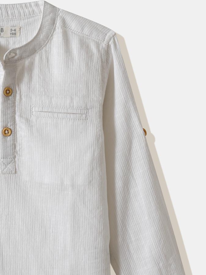 Boys Cotton Regular Fit Long Sleeve Striped Shirt