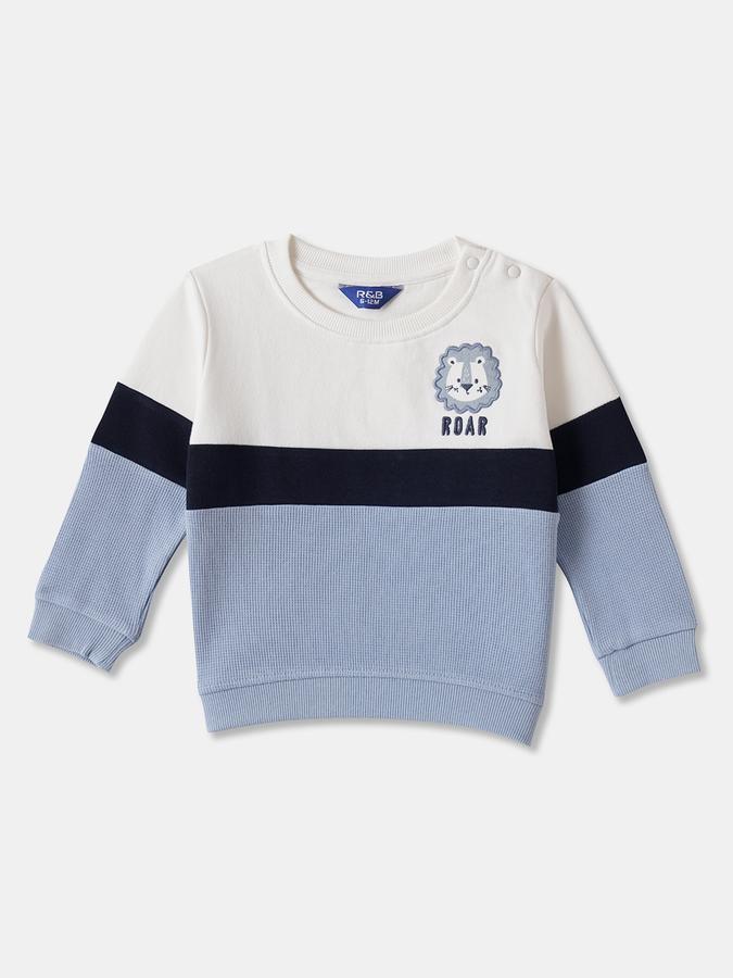 Boys Cotton Colorblock Sweatshirt And Drawstring Trousers Set