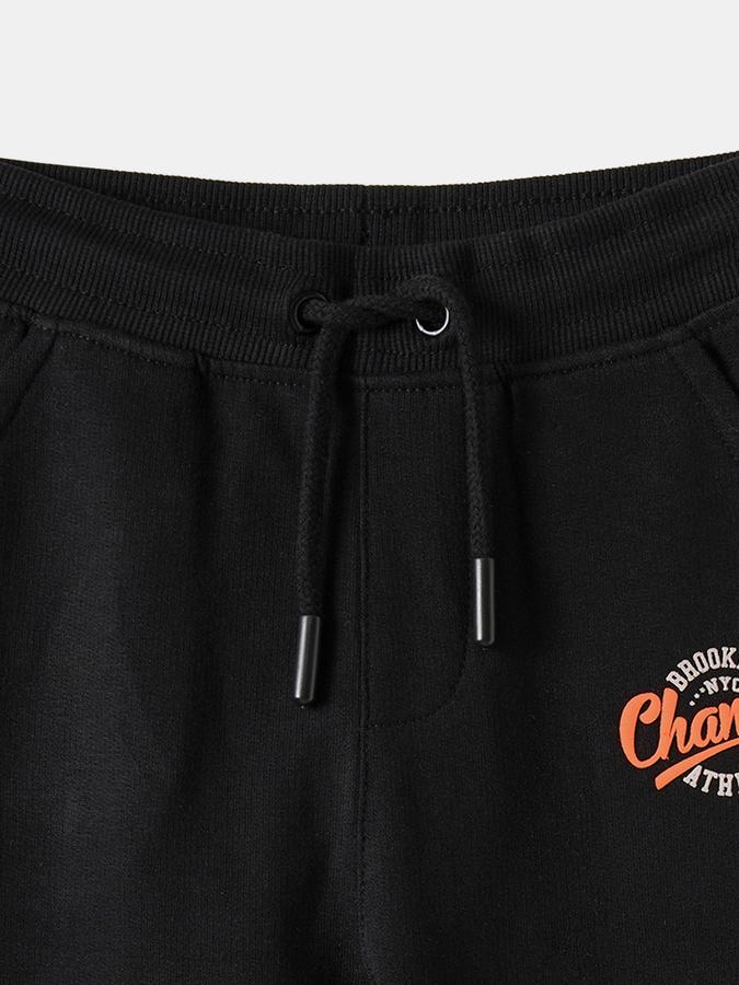 R&B Boys' Black Printed Trousers