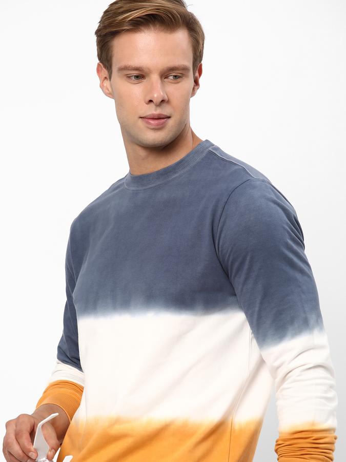 Men Cotton Regular Fit Crew Neck Tie-Dye Sweatshirt