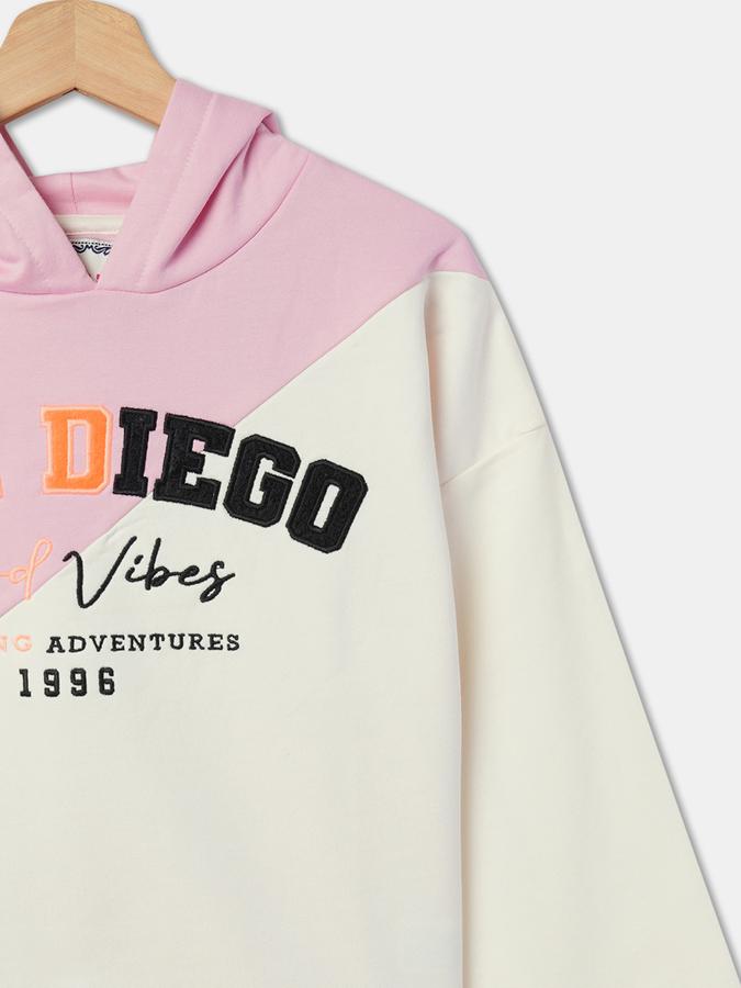 Girls Cotton Blend Regular Fit Hooded Graphic Hoodie