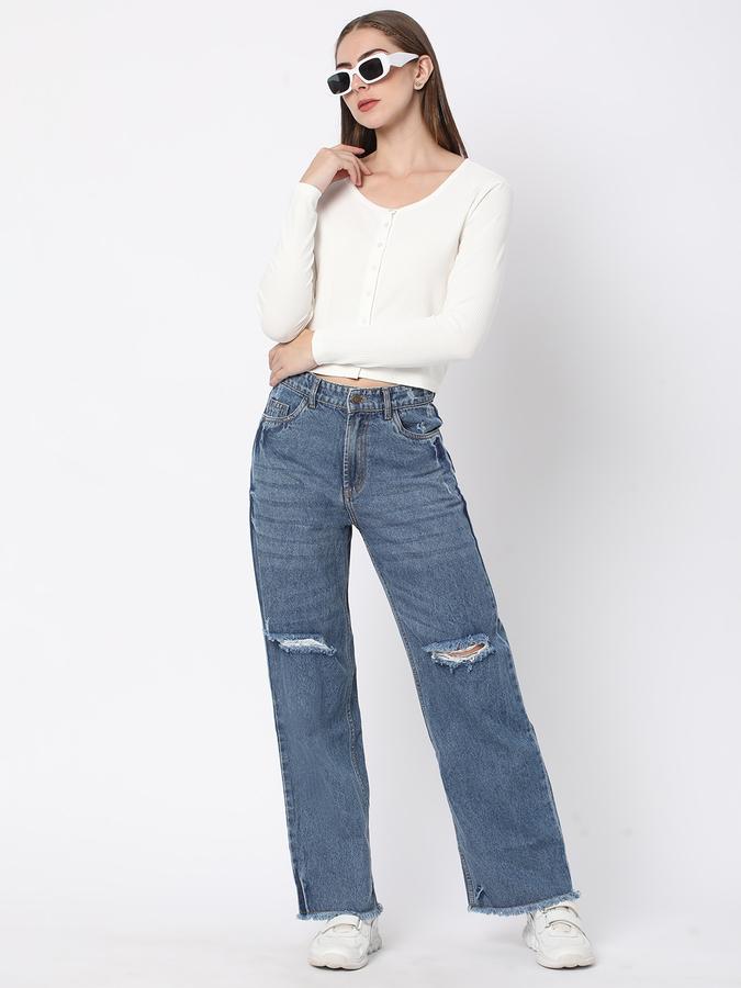 Women Ribbed Relaxed Fit Top image number 1