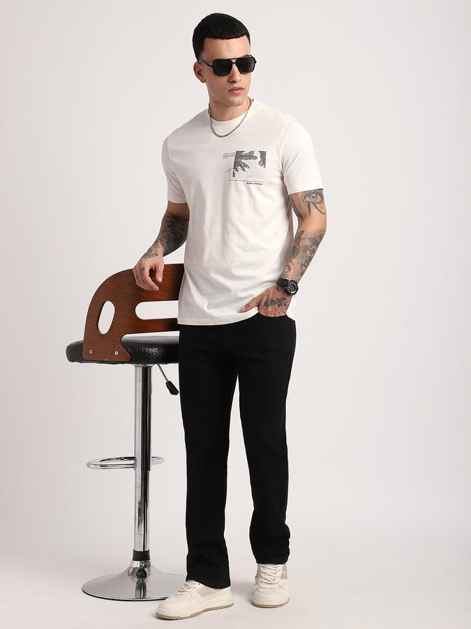 Men Cotton Regular Fit Crew Neck Graphic T-shirt