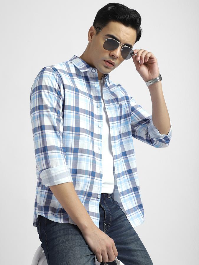 R&B Men's Blue Checked Shirt