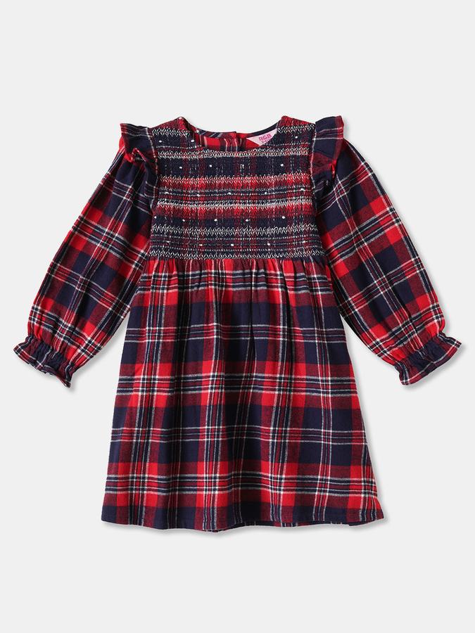 Girls Cotton Regular Fit Round Neck Printed Dress