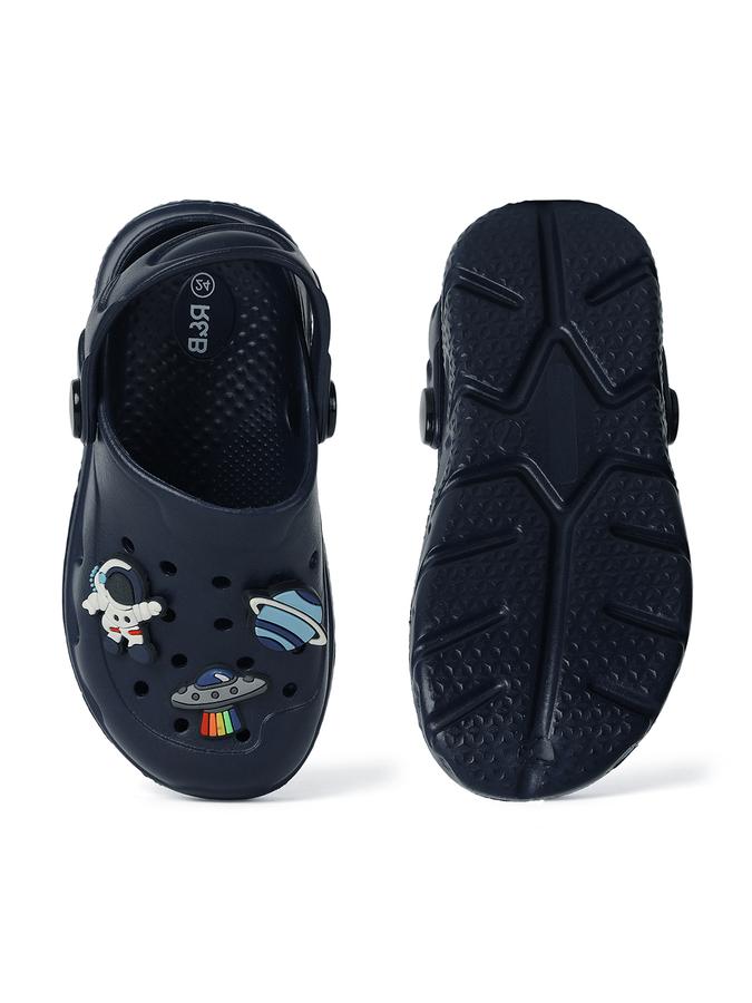 R&B Navy Blue Embellished Slip On Boys Clogs