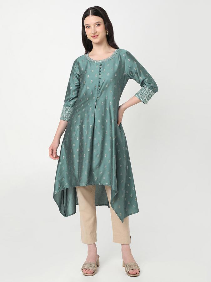 R&B Women's Dusty Green Printed Kurta