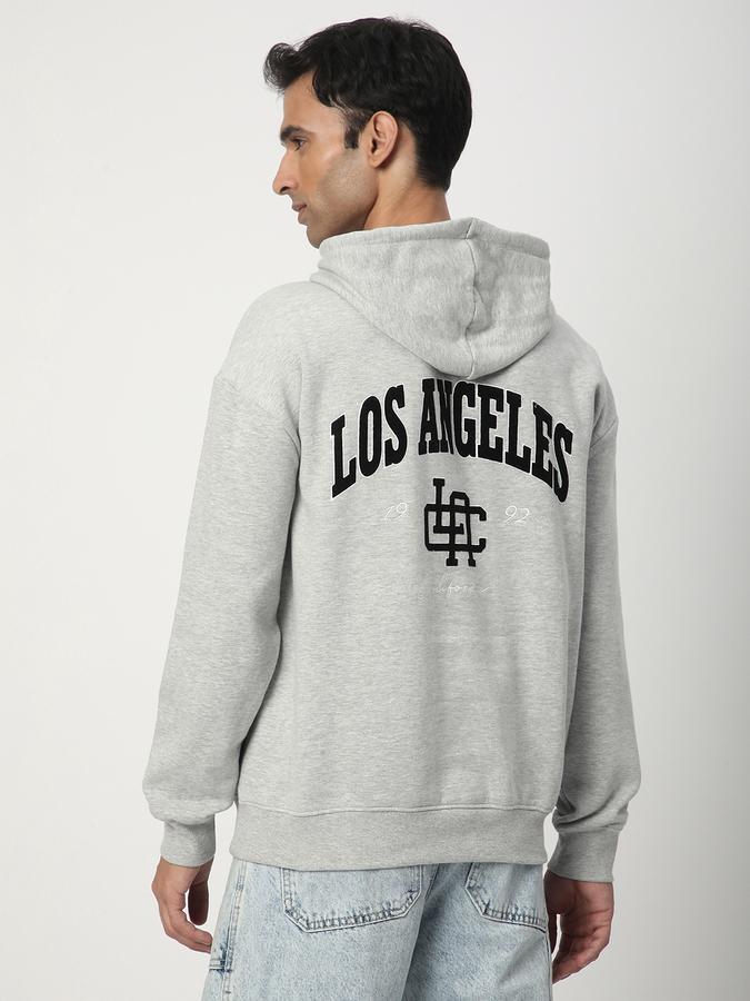 Men Cotton Blend Regular Fit Hooded Graphic Sweatshirt
