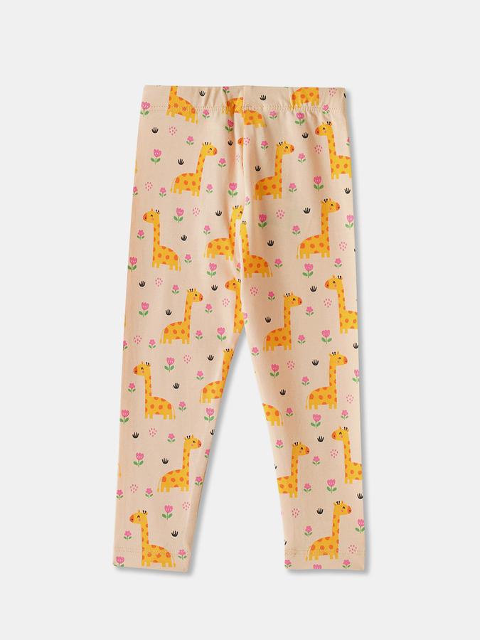 Girls Cotton Skinny Fit Elastic Waist Printed Leggings