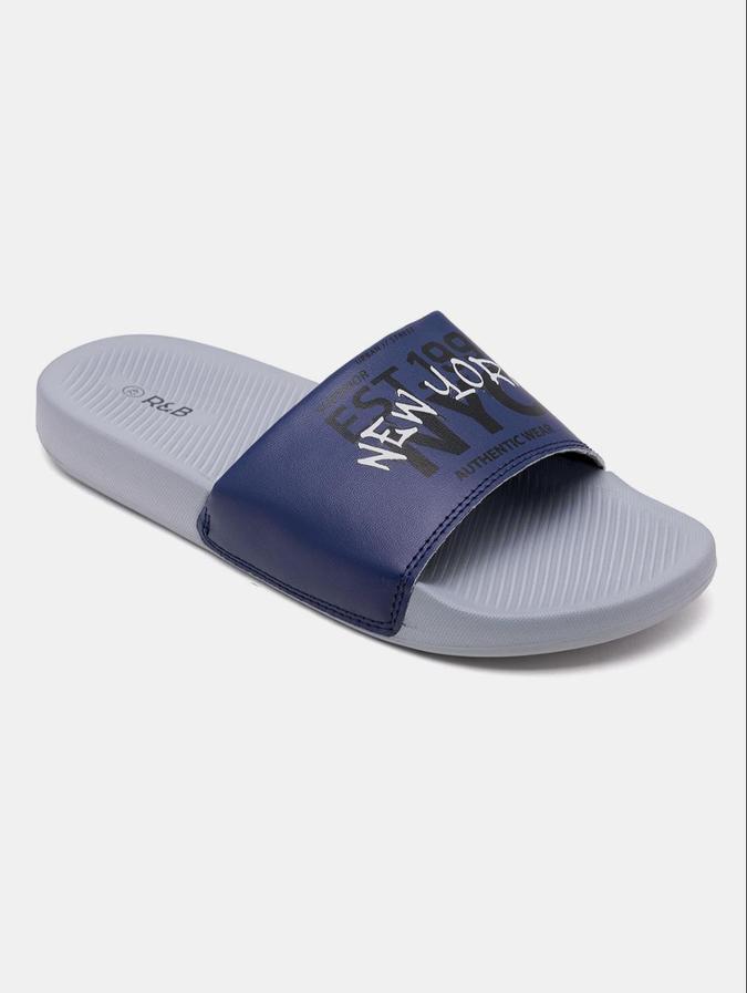 R&B Blue Printed Men Flip Flops