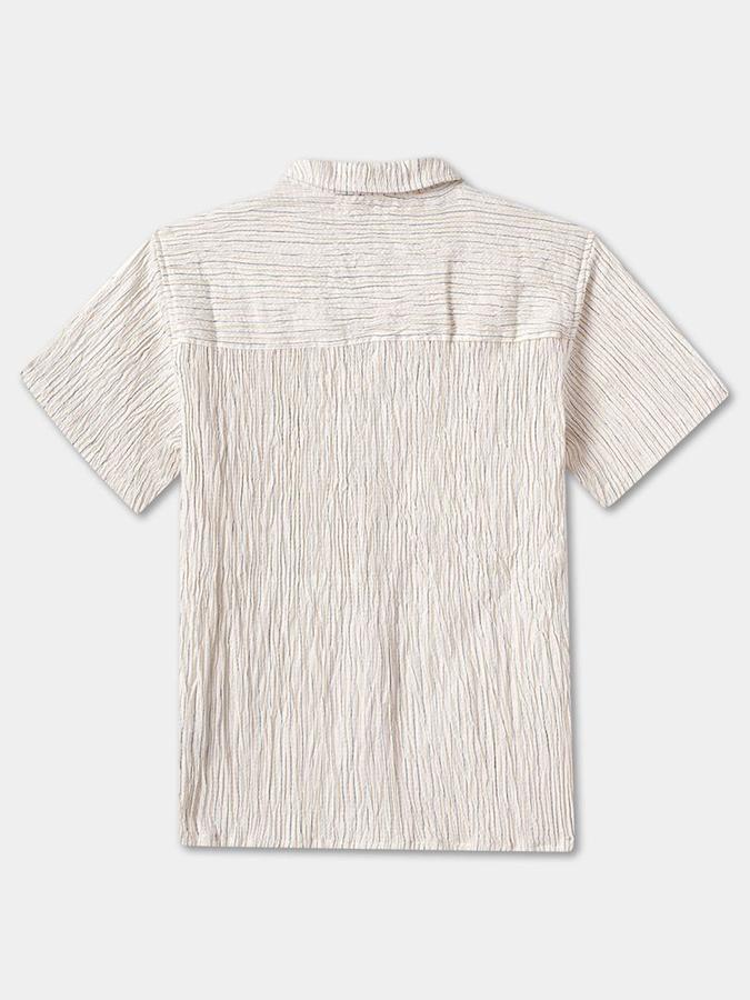 R&B Boys Beige Self Design Half Sleeves Cuban Collar Shirt