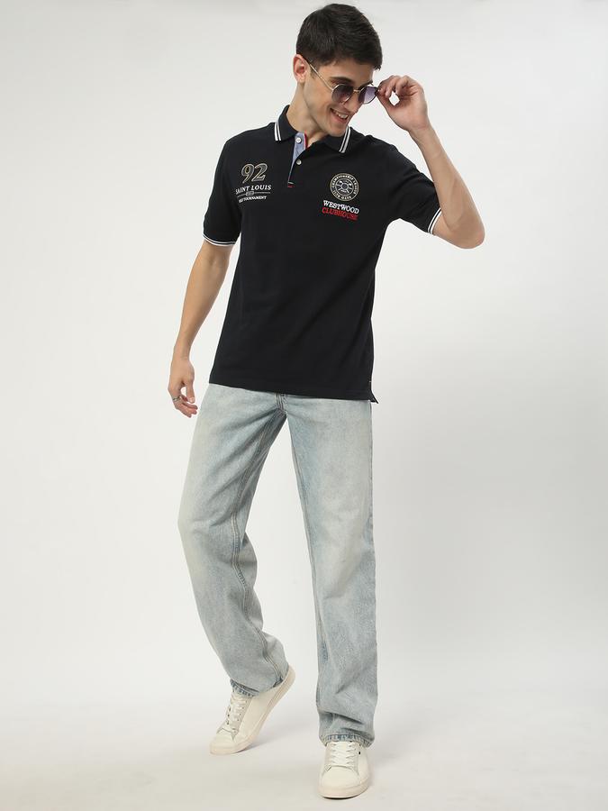 Men Typographic Print Regular Fit Polo T-Shirt image number 1