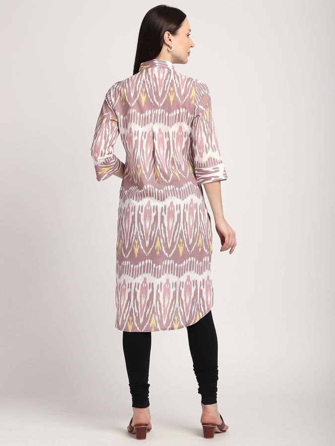 Women Viscose Regular Fit Shirt Collar Printed Kurta